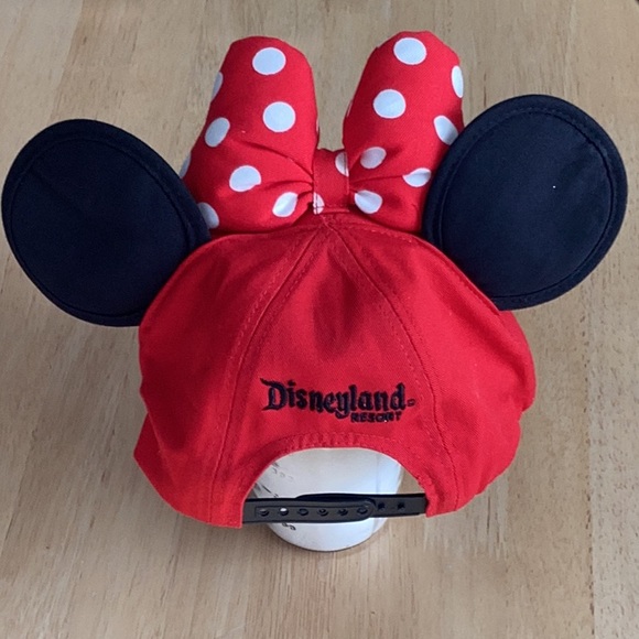 Disney Minnie Mouse Ears Hat Polka Dot Bow Brim - Picture 4 of 7